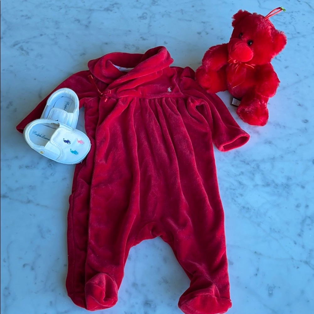 Ralph Lauren Baby Velour Holiday Coverall